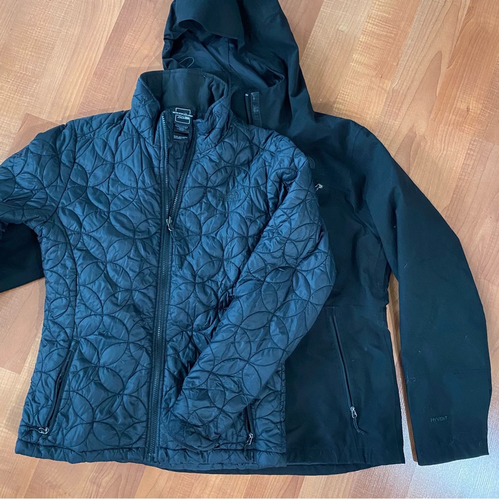 Northface Hyvent Black Triclimate Quilted Jacket and Hooded Double Jacket